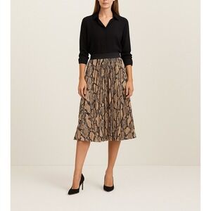 H&M Snake Print Pleated‎ Midi Skirt – Women's Size Small – Elastic Waist